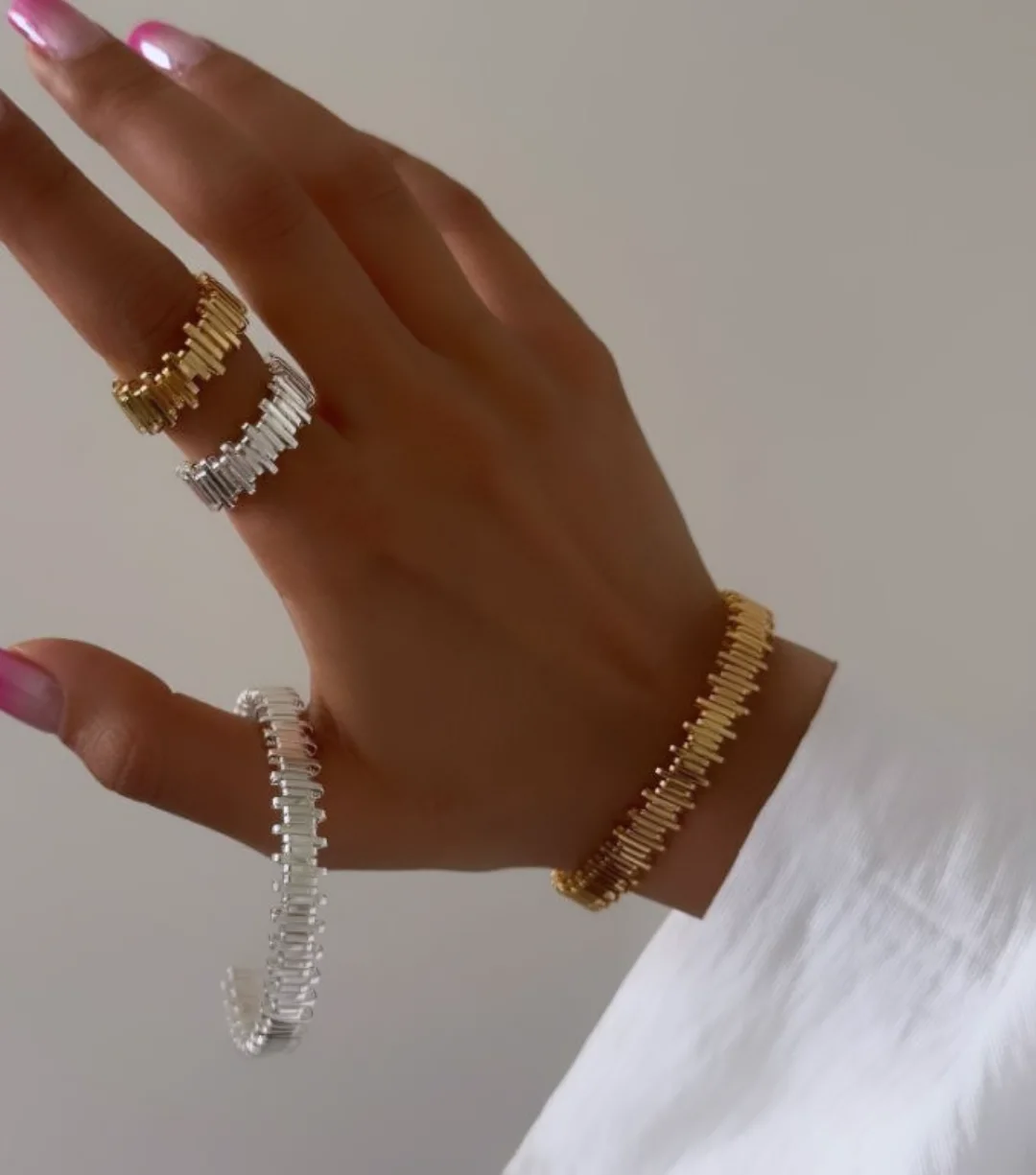 ست بنگل و انگشتر آبکاری نقره