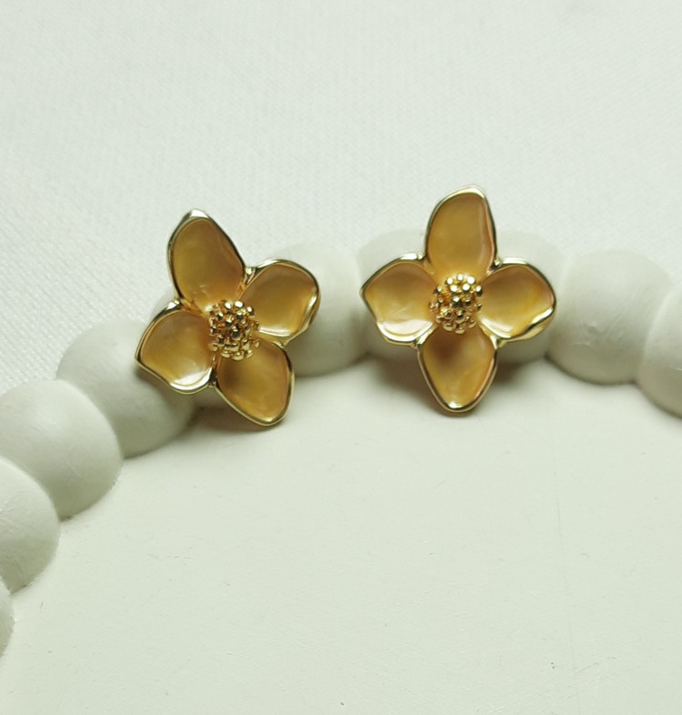 گوشواره گل چهار پر مینا کاری