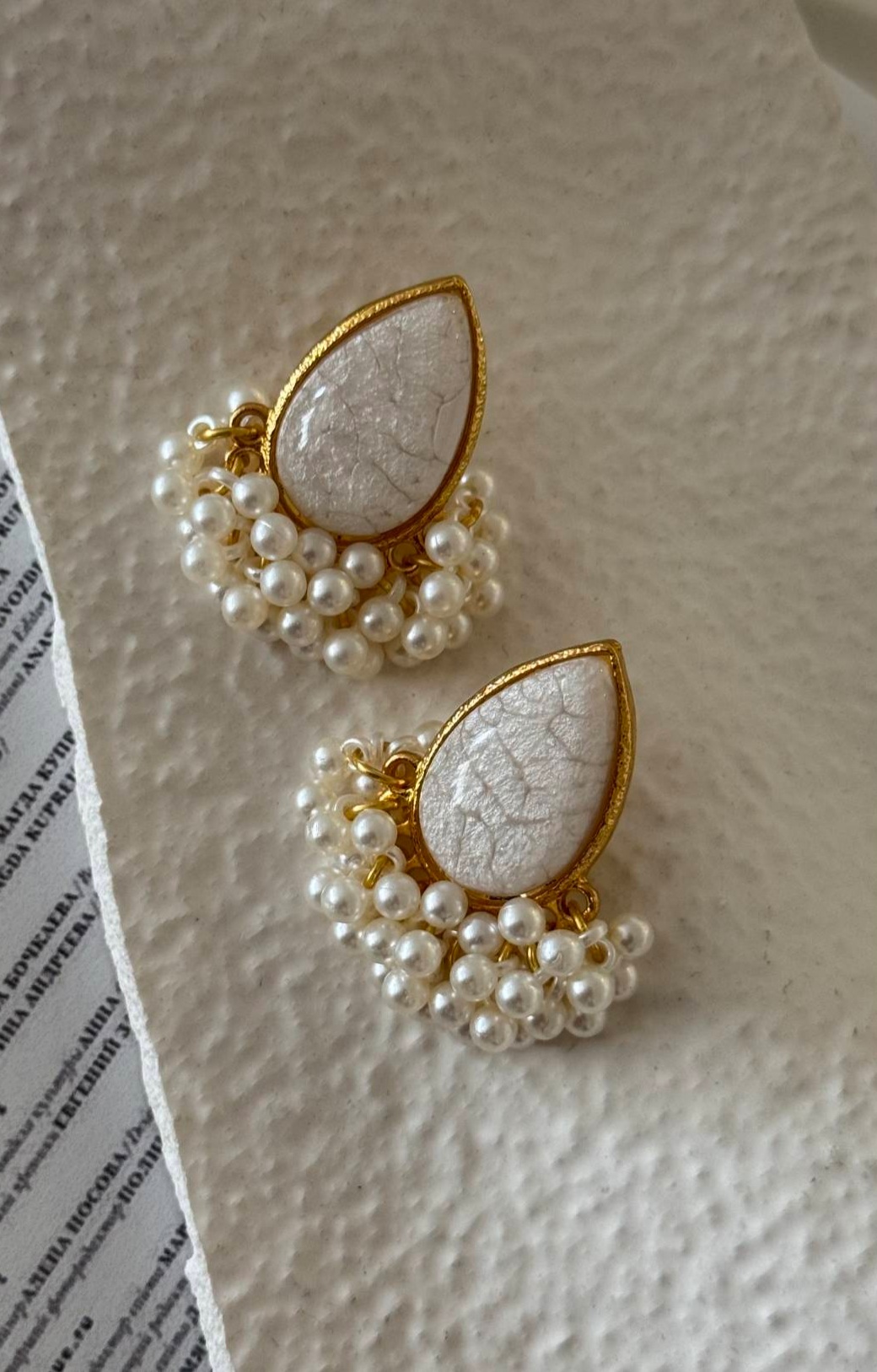 گوشواره طرح سنگ و مروارید
