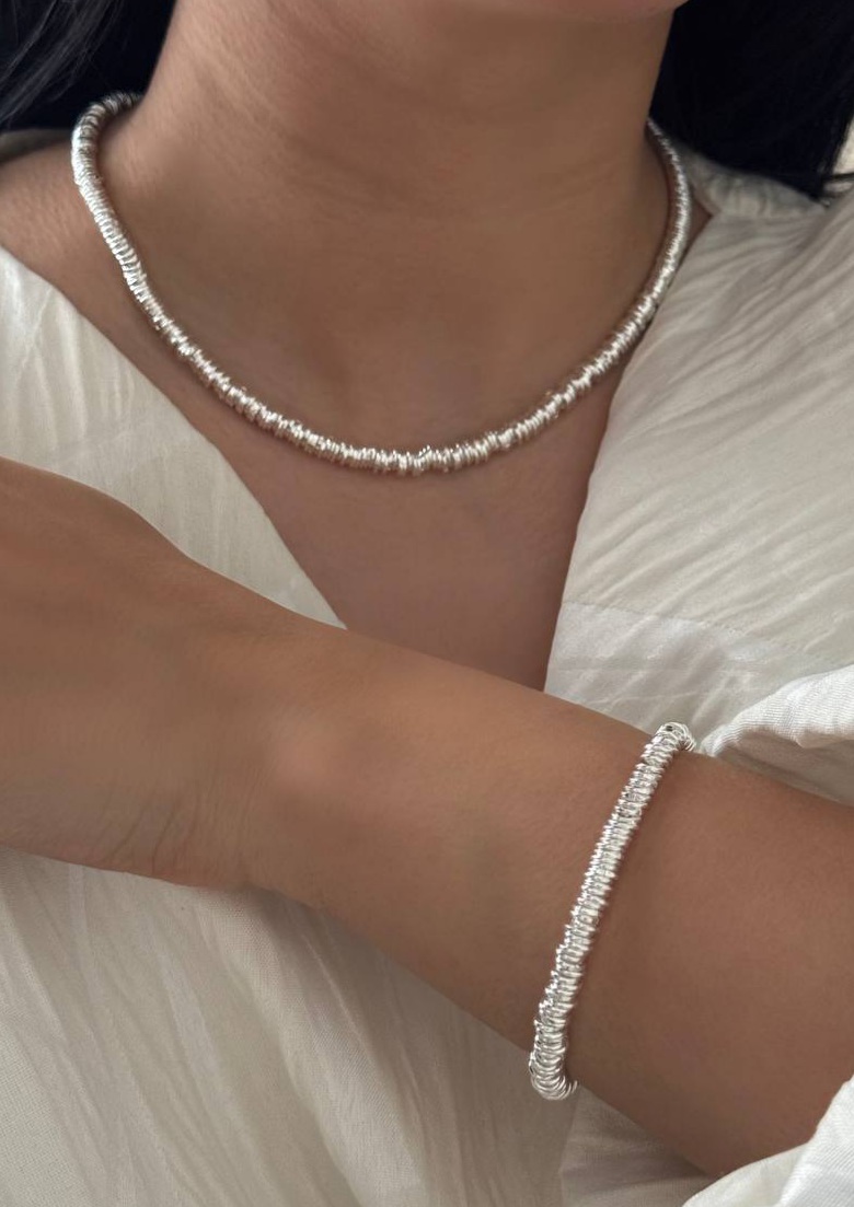 دستبند واشری آبکاری نقره